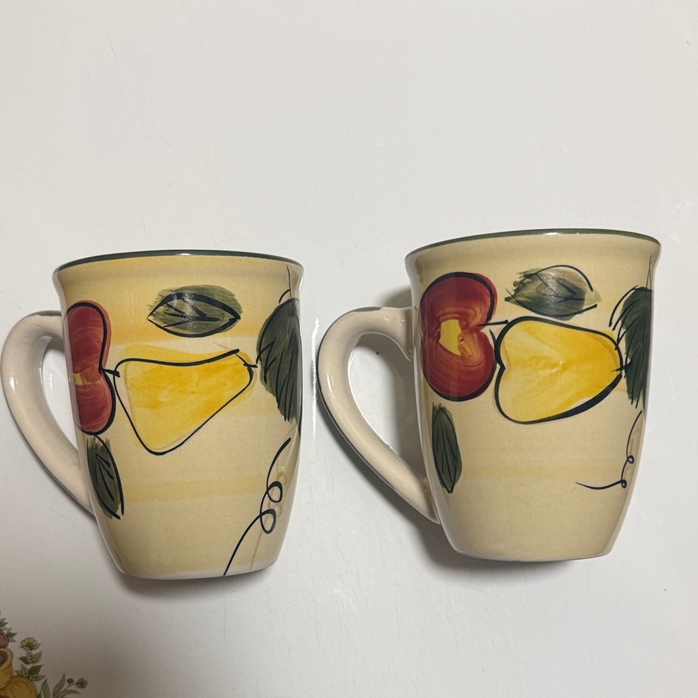 Two Royal Norfolk “Tuscan Fruit” Retired Coffee Mugs